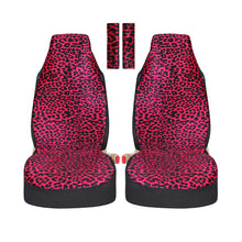 Load image into Gallery viewer, Leopard Cheetah Fuchsia Velvet Car Seat Covers and Seat Belt Covers for Vehicles, Front Seat Covers for Women, Car Decor, Gift for Her