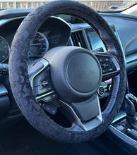 Load image into Gallery viewer, Black Leopard Suede Universal Car Steering Wheel Cover for Women, Gift for Her/Him