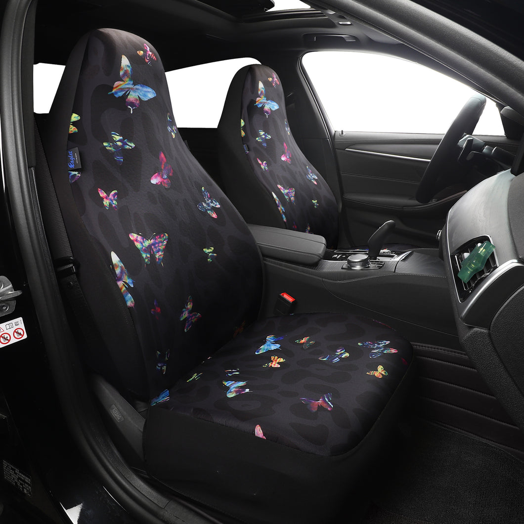 Leopard Cheetah Colorful Butterfly Car Seat Covers for Front Seats, Front Seat Covers for Women, Gift for Her