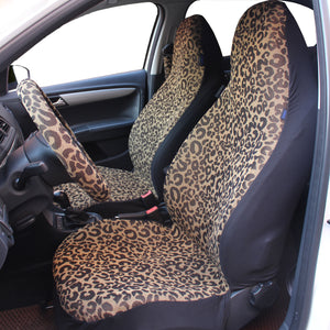 Leopard Cheetah Animal Print Handmade Front Set Car Seat Covers for Vehicles, Gift for Her/Him