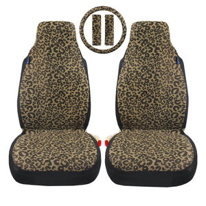 Leopard Cheetah Animal Print Handmade Front Set Car Seat Covers for Vehicles, Gift for Her/Him