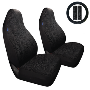 Leopard Cheetah Black Car Seat Covers Full Set for Vehicles, Front Seat and Back Seat Covers for Vehicles, Gift for Her/Him
