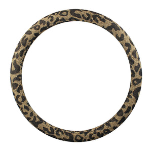 Leopard Cheetah Beige Car Steering Wheel Cover, Animal Print Car Accessories, Gift for Her/Him