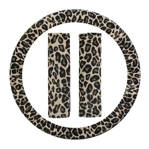 Beige Leopard Cheetah Car Seat Covers Full Set, Front and Back Seat Covers for Vehicles, Car Decor, Gift for Her/Him