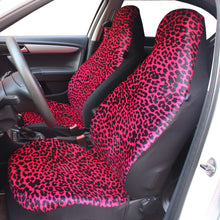 Load image into Gallery viewer, Leopard Cheetah Fuchsia Velvet Car Seat Covers and Seat Belt Covers for Vehicles, Front Seat Covers for Women, Car Decor, Gift for Her
