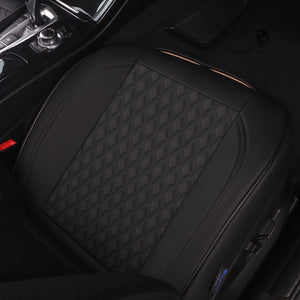 Luxurious Leatherette Black Car Seat Bottom Covers for Front Seats, Nonslip Padded Car Seat Cushions with Storage Pockets for Cars