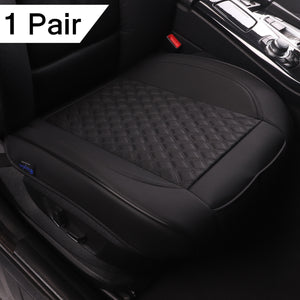 Luxurious Leatherette Black Car Seat Bottom Covers for Front Seats, Nonslip Padded Car Seat Cushions with Storage Pockets for Cars