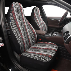 Inca Woven Blanket Stripes Ethnic Universal Car Seat Covers Full Set, Steering Wheel Cover and Seat Belt Comforters for Vehicles
