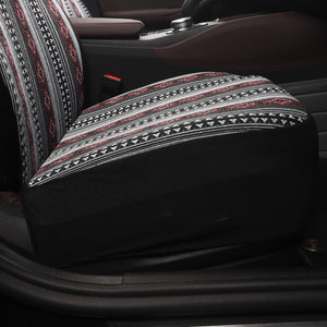 Inca Woven Blanket Stripes Ethnic Universal Car Seat Covers Full Set, Steering Wheel Cover and Seat Belt Comforters for Vehicles