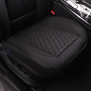 Luxurious Leatherette Black Car Seat Bottom Covers for Front Seats, Nonslip Padded Car Seat Cushions with Storage Pockets for Cars