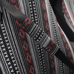 Inca Woven Blanket Stripes Ethnic Universal Car Seat Covers Full Set, Steering Wheel Cover and Seat Belt Comforters for Vehicles